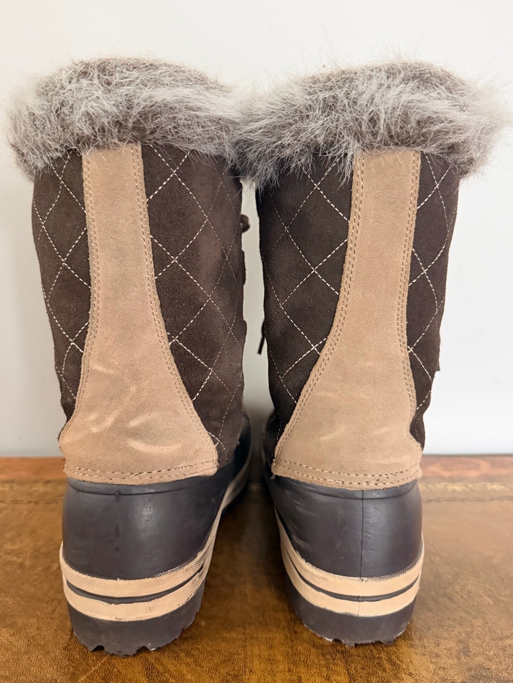 Polar Edge Thinsulate Faux Fur Winter Snow Boots Brown Suede Leather Size 9 - Picture 9 of 16